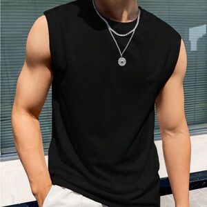 Black Mens Solid Tank Top